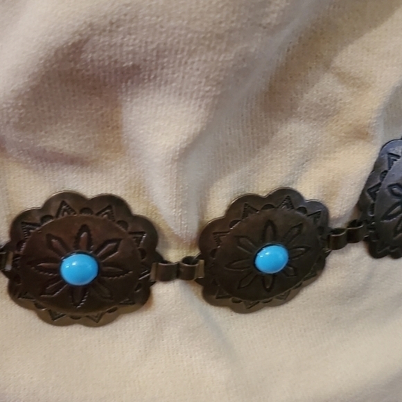 Vintage Faux Turquoise Conch belt M - Picture 5 of 9